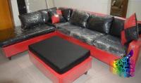 Red body black pillow american sofa